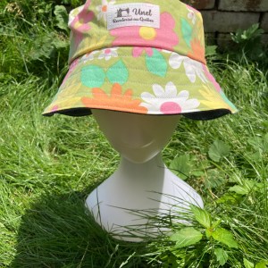 Chapeau surcyclé à motif à fleurs vives Taille M