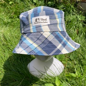 Chapeau surcyclé en coton carreauté Taille M