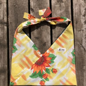 Sac Origami - vert foncé et fleurs jaunes